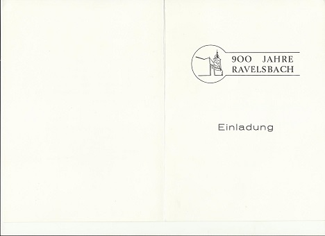 Einladung Neunhundertjahrfeier Ravelsbach vorne